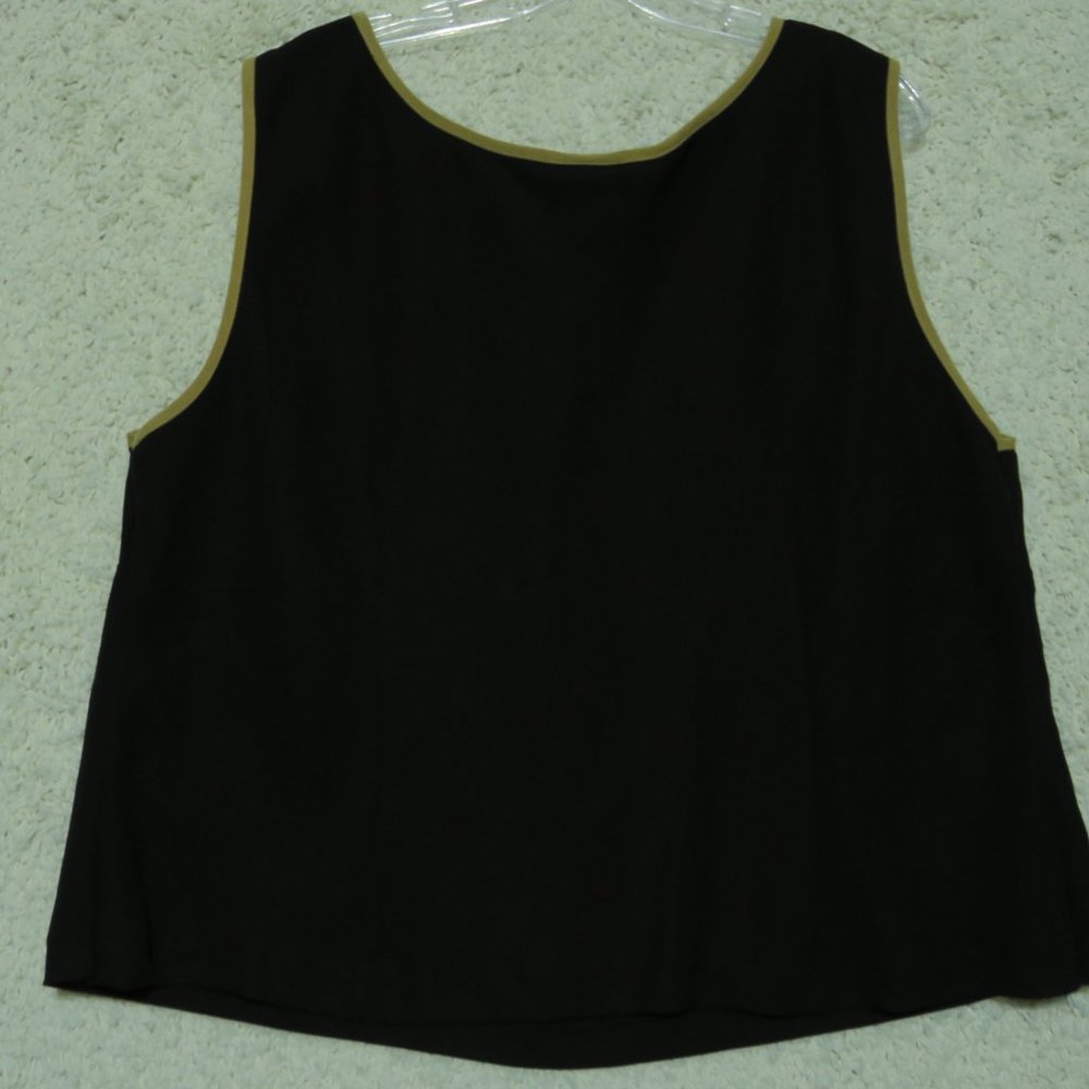 Anna Maxwell*‎ Women's Sleeveless Boat Neck Pullover Blouse Size 24W~ Black&Gold
